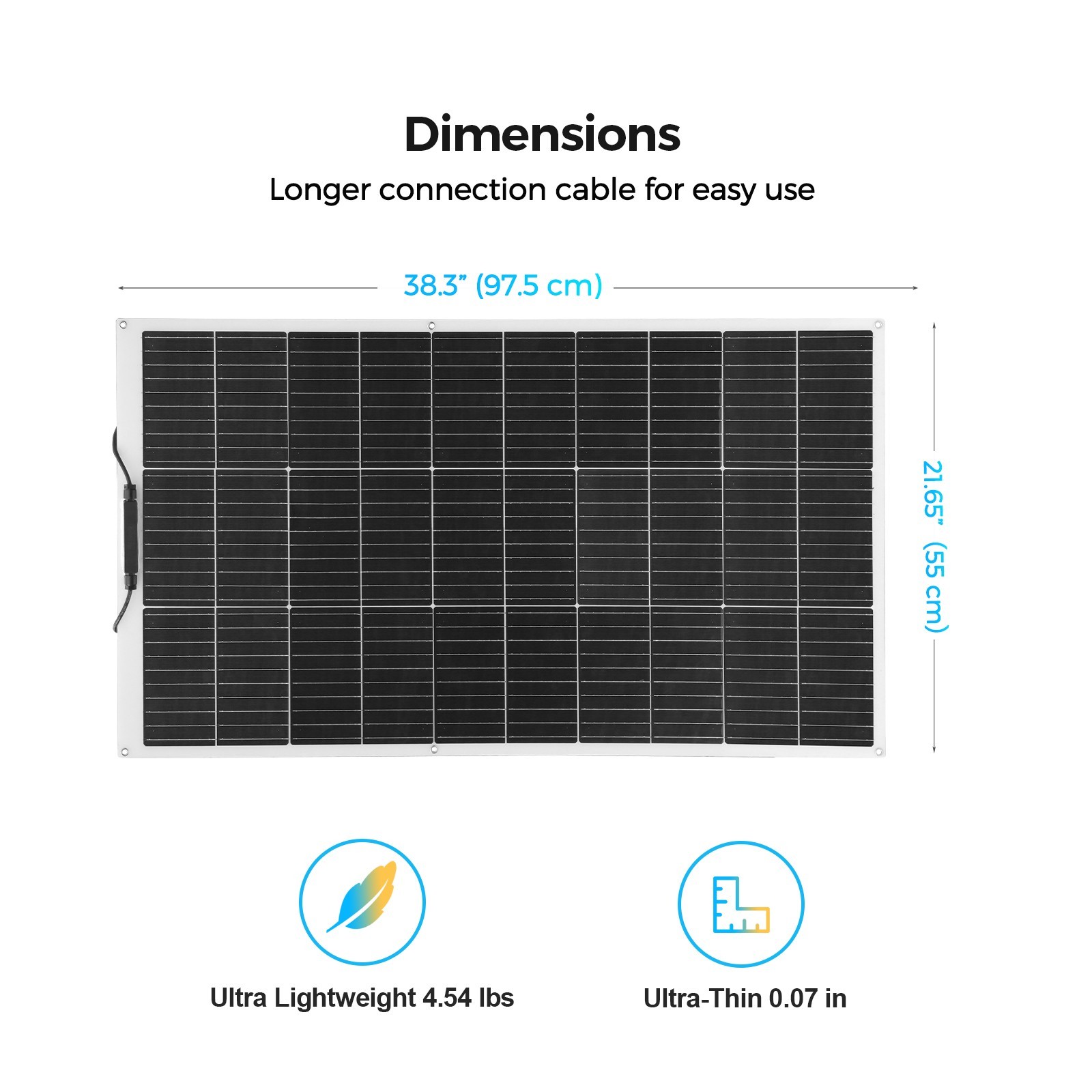 100W Flexible Solar Panel Monocrystalline PV Module For RV Boat Camper Off-Grid