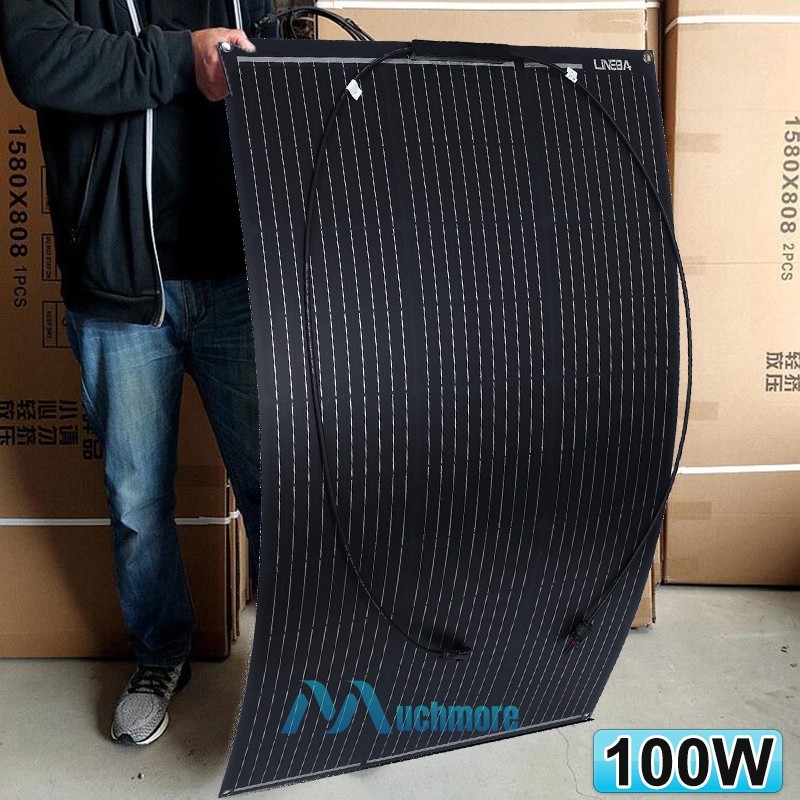 100W 200W Watt Monocrystalline Solar Panel 18V Flexible FR RV Boat Home Off Grid