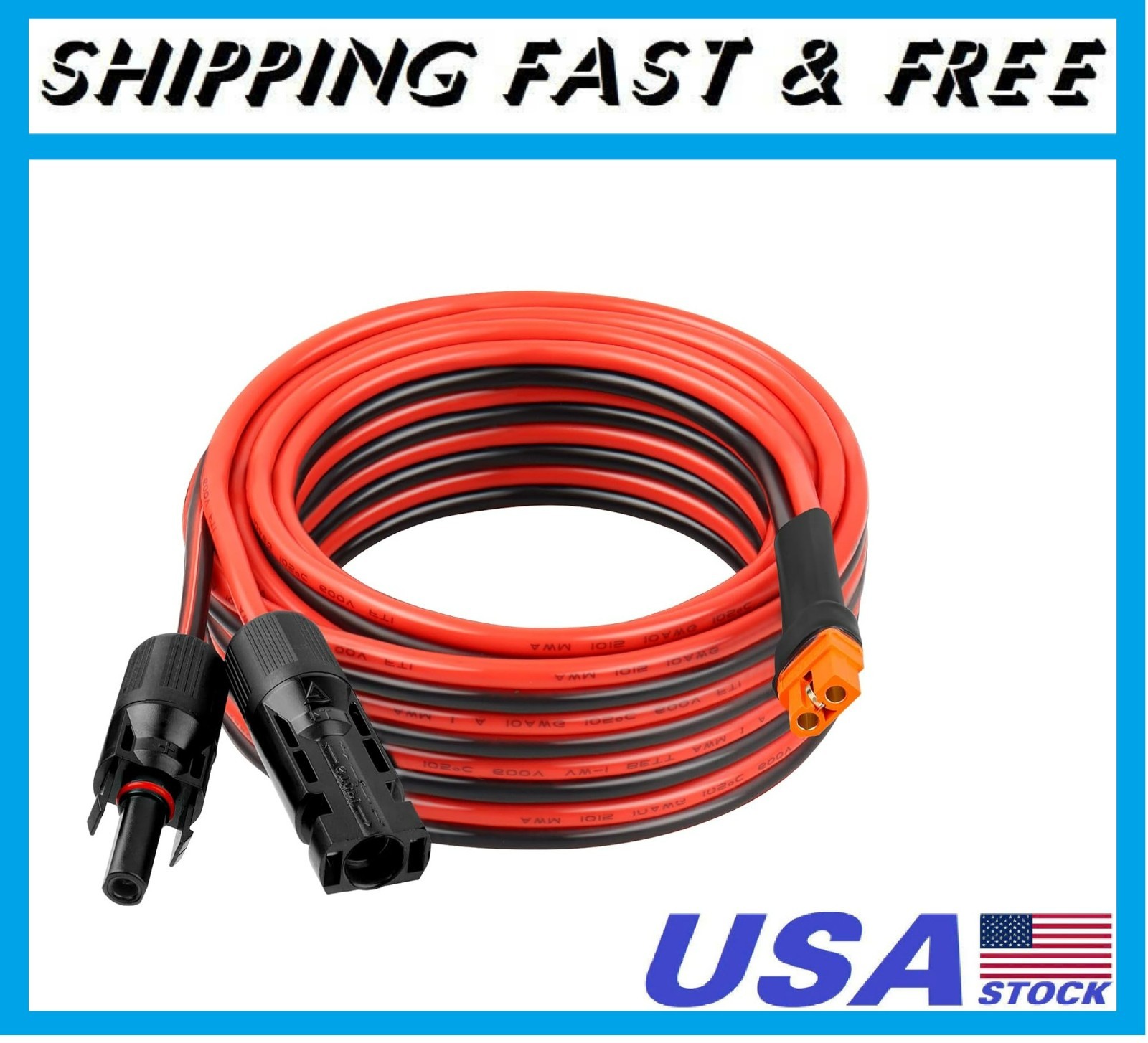 10AWG 20FT Solar to XT60i Extension Cable 3 6 10 35 50 75 100FT Heavy Duty