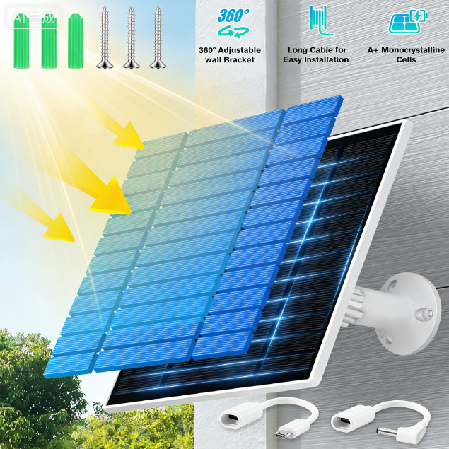 10W/5V Solar Panel For CCTV Security Camera Type-C Port Charger Waterproof
