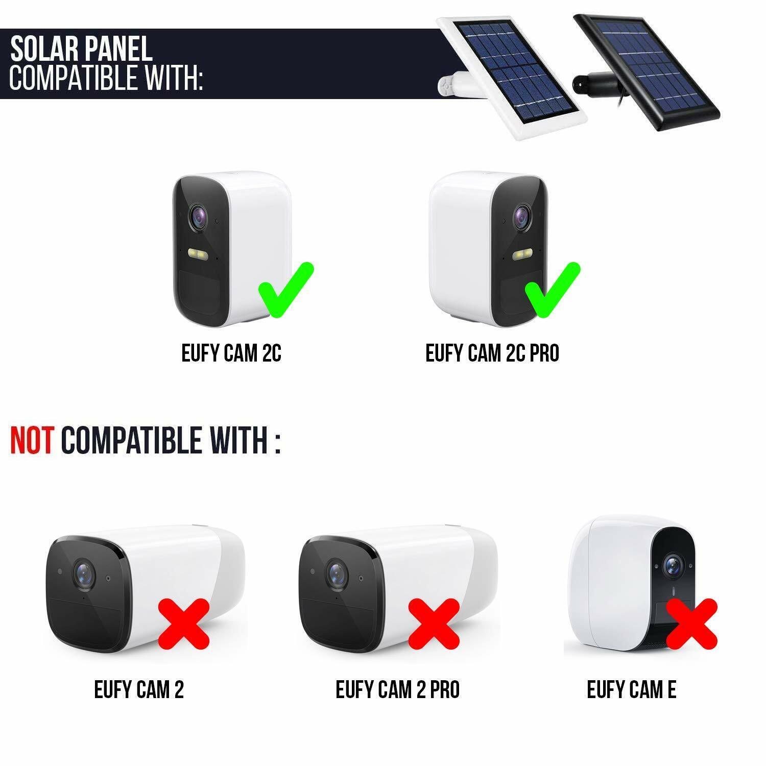 Wasserstein Eufy Cam 2C and 2C Pro Black Solar Panel (3-Pack) – Black