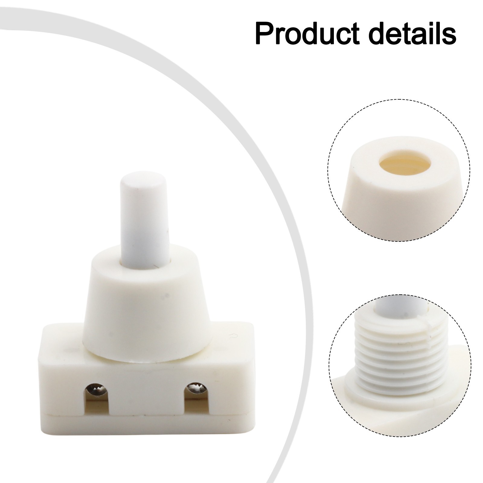 White Selflocking Push Button Switch Plastic 2A 250V for Lamp 5 Pieces Pack