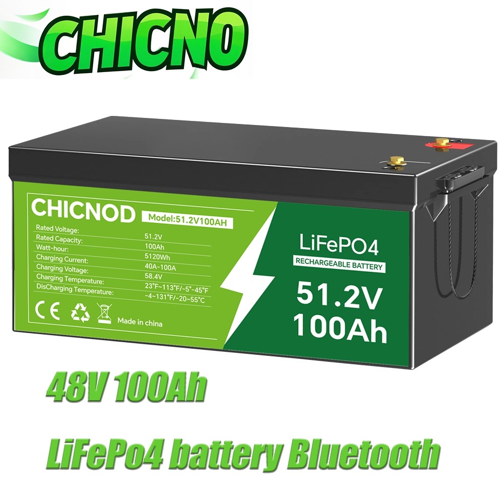48V 100Ah LiFePO4 Battery 2560Wh with Bluetooth BMS Rechargeable Deep Cycle​