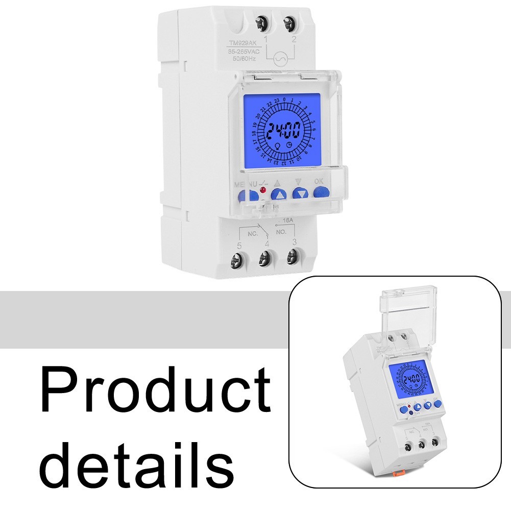 Intelligent Timer Switch 16A 24 Hours Programmable with Backlight LCD Display