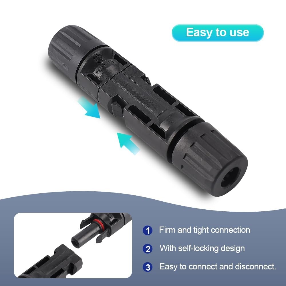 10PCS IP67 Waterproof Solar Connector Solar Panel Cable 5 Pairs PV Connectors…