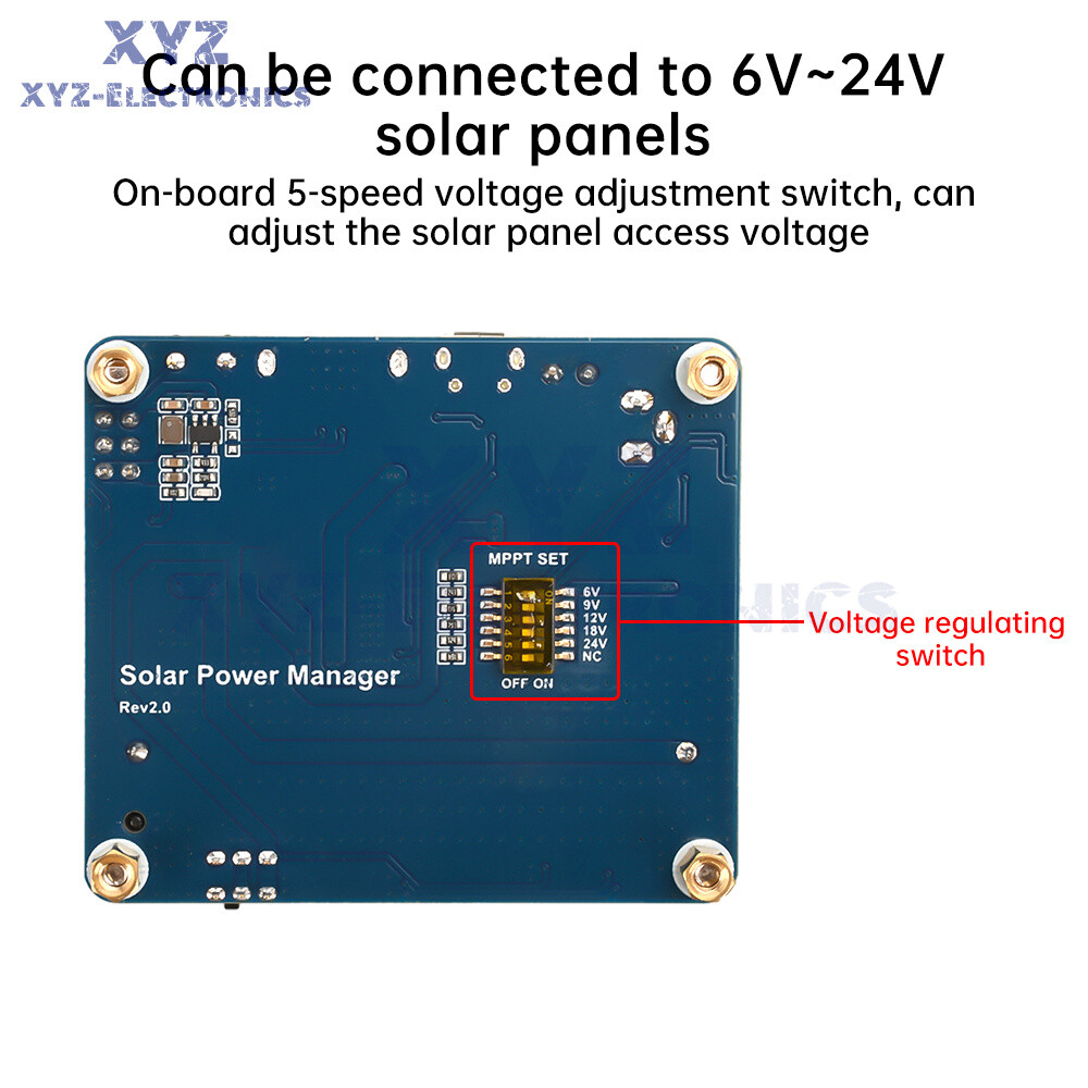 Power Manager Module for 6V~24V Solar Panel Support MPPT USB Battery Charging