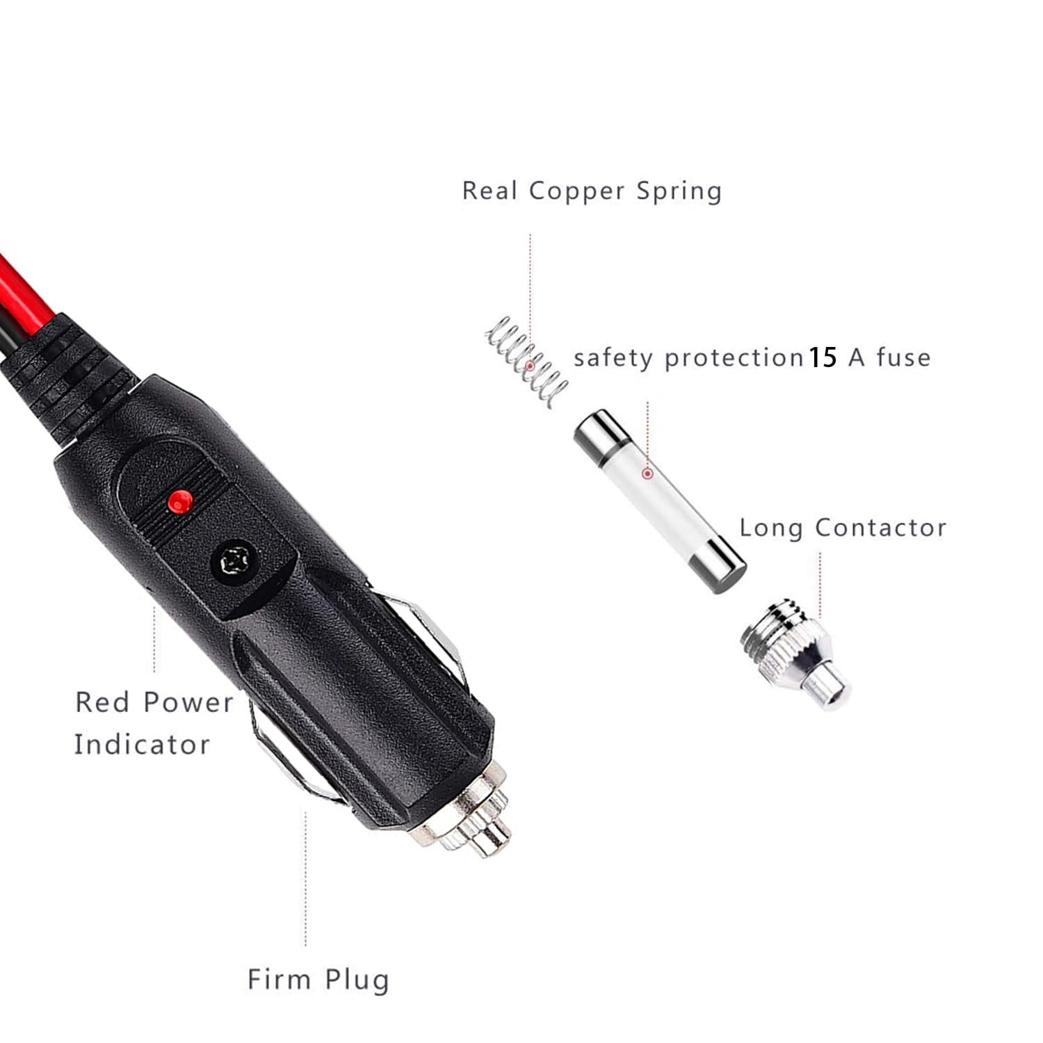 XT60 Extension Cable 3.3ft, Female to Cigarette Lighter Male Plug, 12AWG Adapter