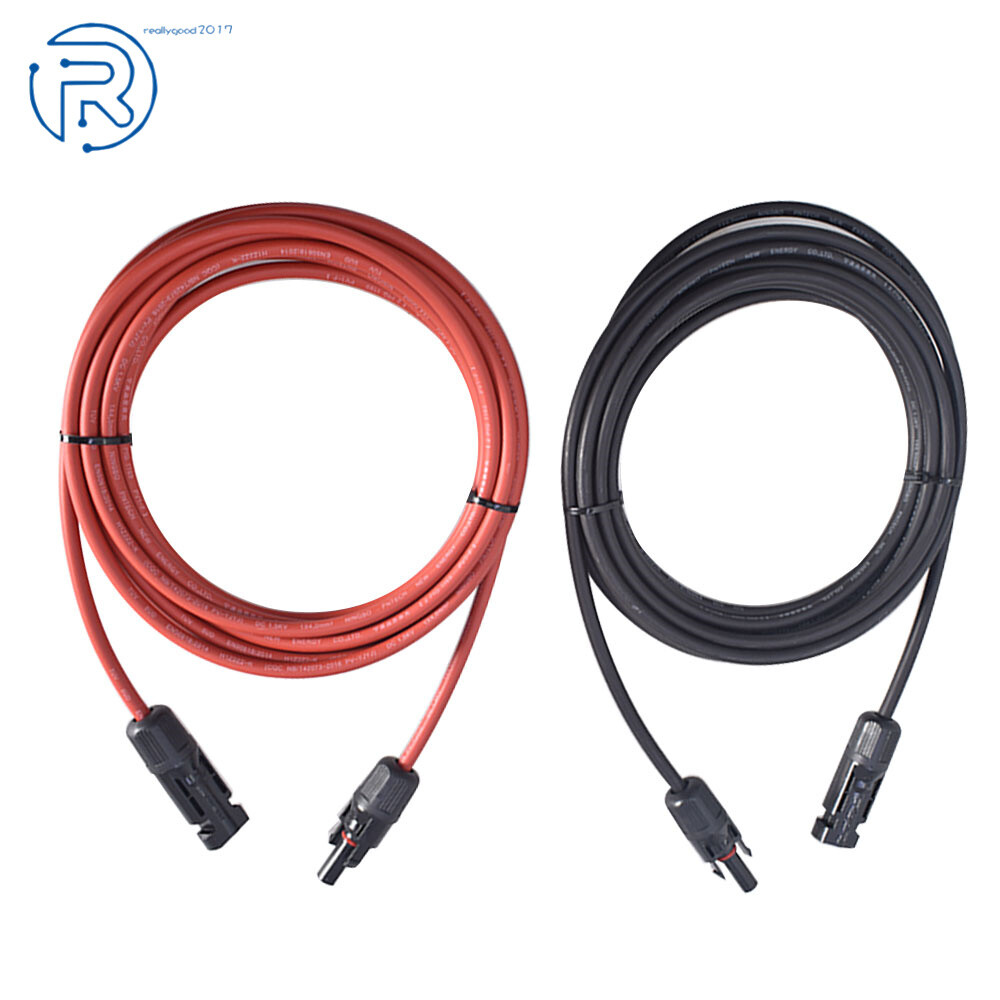 1 Pair 10 Feet Black And Red Solar Panel Extension Cable Wire Connector 12 AWG
