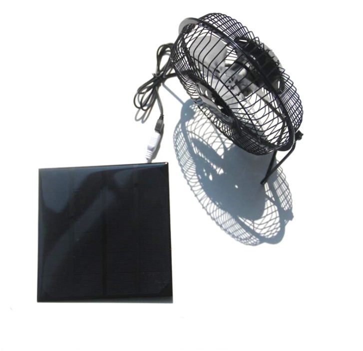 4.5W USB Solar Panel Iron Fan 6 Inch Cooling Ventilation Fan Charge Phone