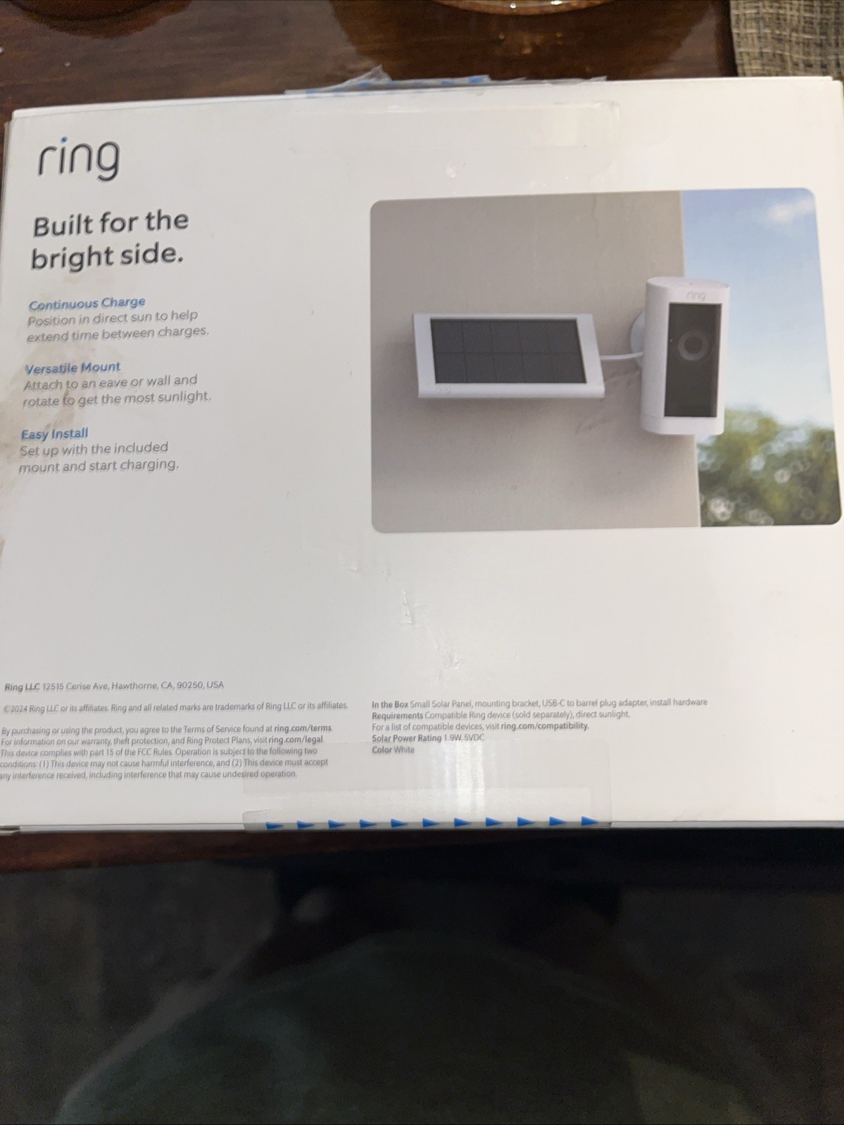 Ring Small Solar Panel 1.9W for Outdoor Camera White With Flexible Mount