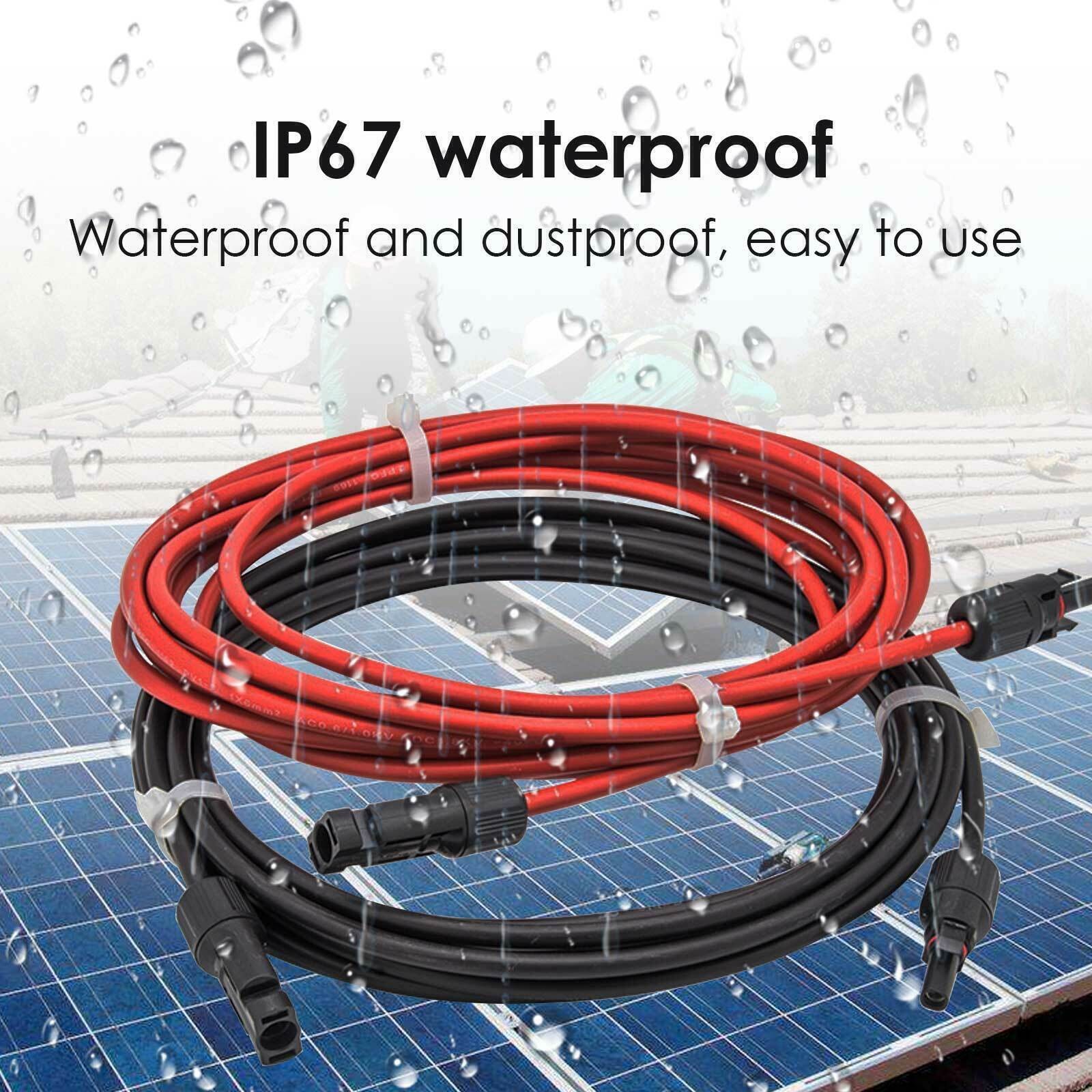 Solar Panel Wire 12AWG Gauge Black & Red Extension Cable Kits with F/M Connector