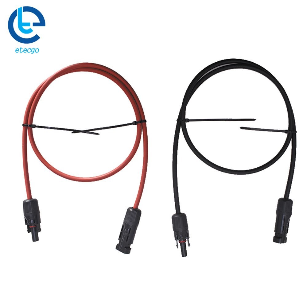 1 Pair Black + Red 10 AWG 3 Feet Solar Panel Extension Cable Wire Connector