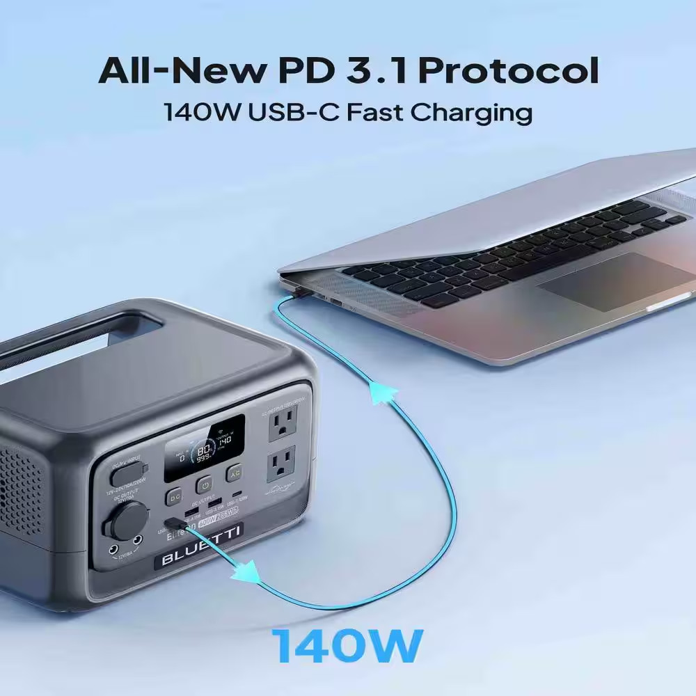 600W Continuous/1500W Peak Output 288Wh Portable Power Station, Push Button Star