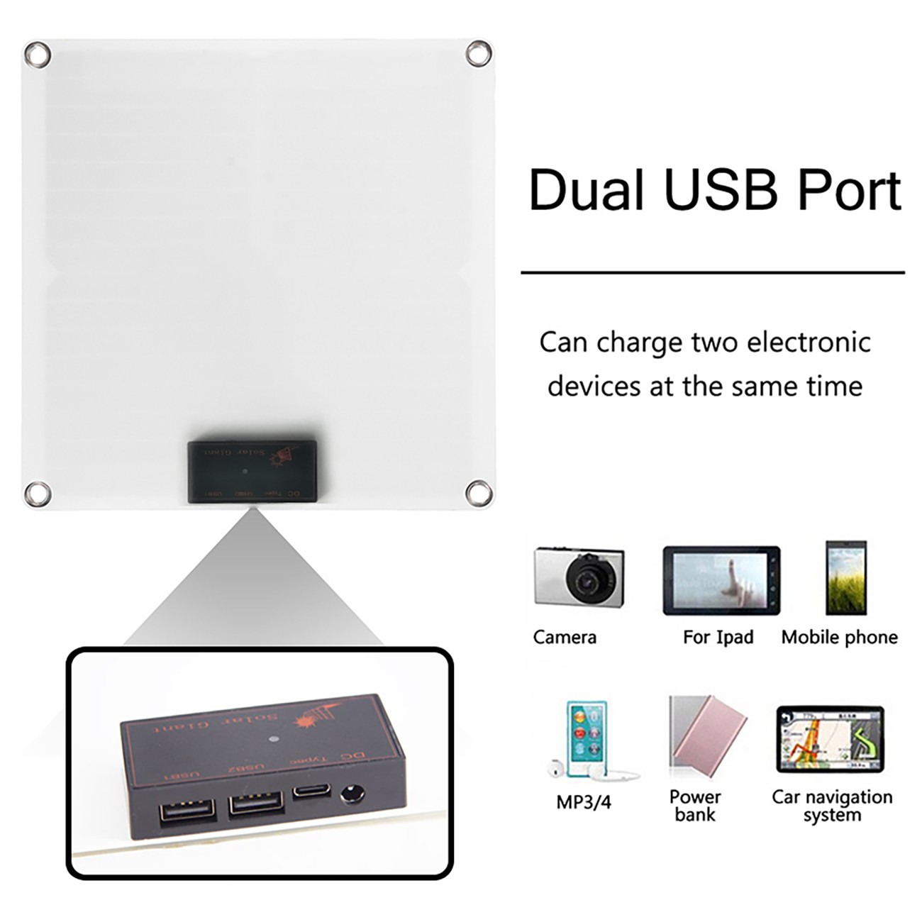 Solar Charger Set with 10 in 1 USB Fast Charge Cable, Portable Outdoor