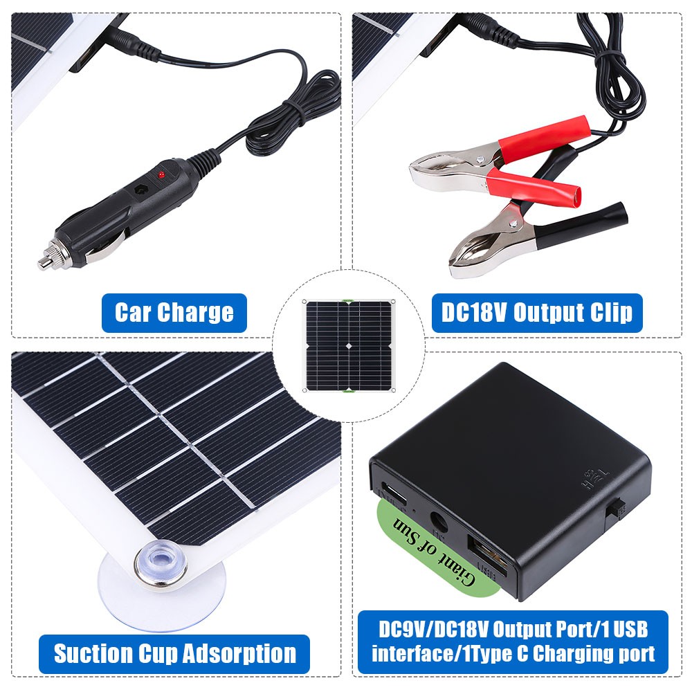 100W Monocrystalline Solar Panel Kit 12V Battery Charger 100A Controller RV Boat
