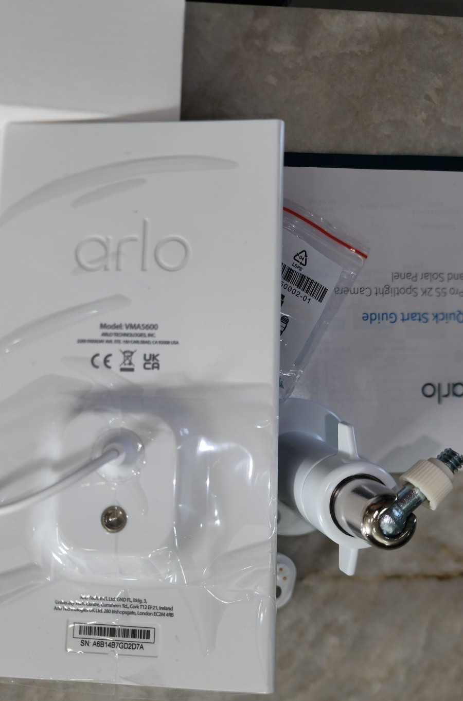 Arlo VMA5600 Solar Panel – White For Arlo Ultra, Ultra 2, Pro 3,4,5S Retail Pull