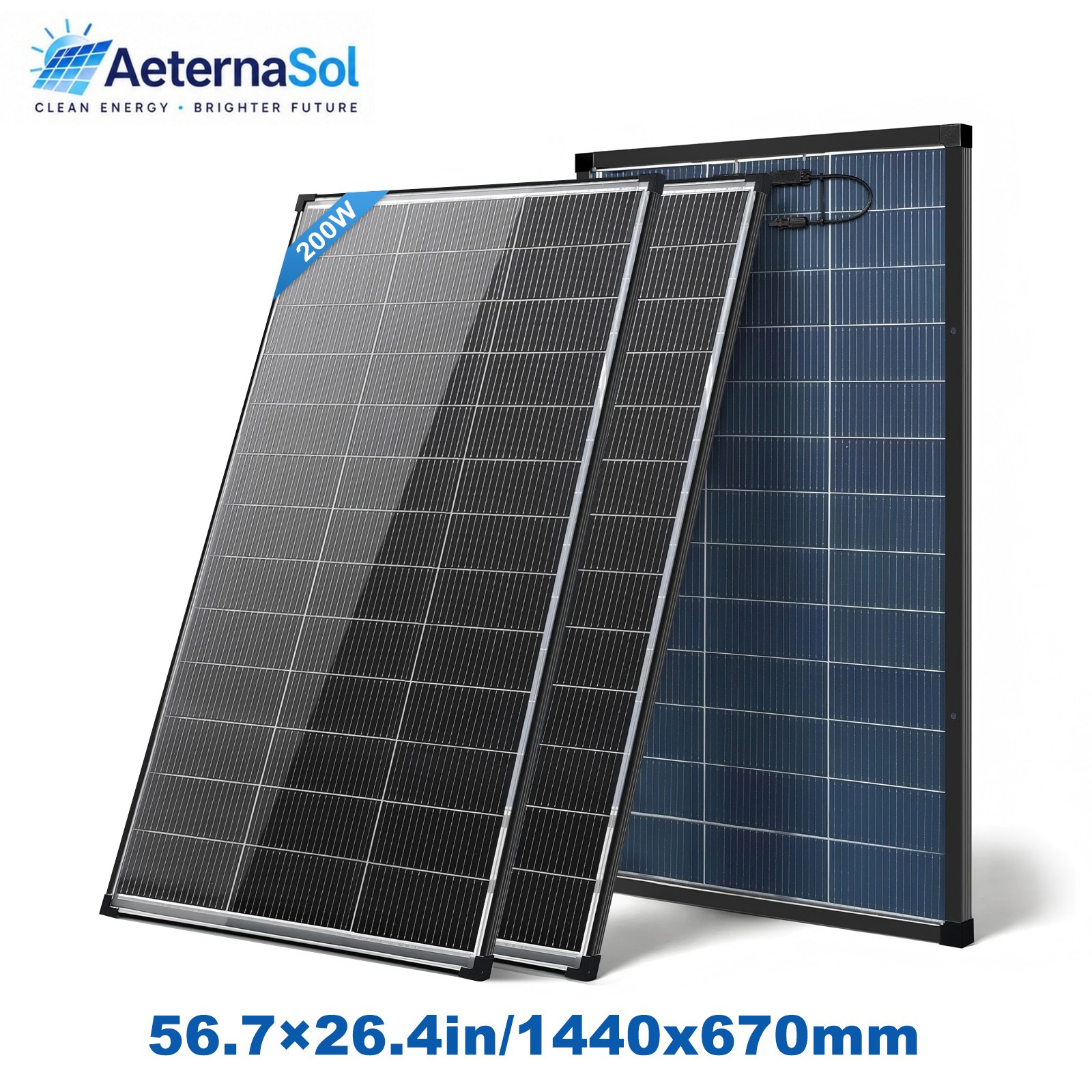 AeternaSol (200W*2) Bifacial Solar Panel N-Type Mono 400W PV Home Roof Off-Grid
