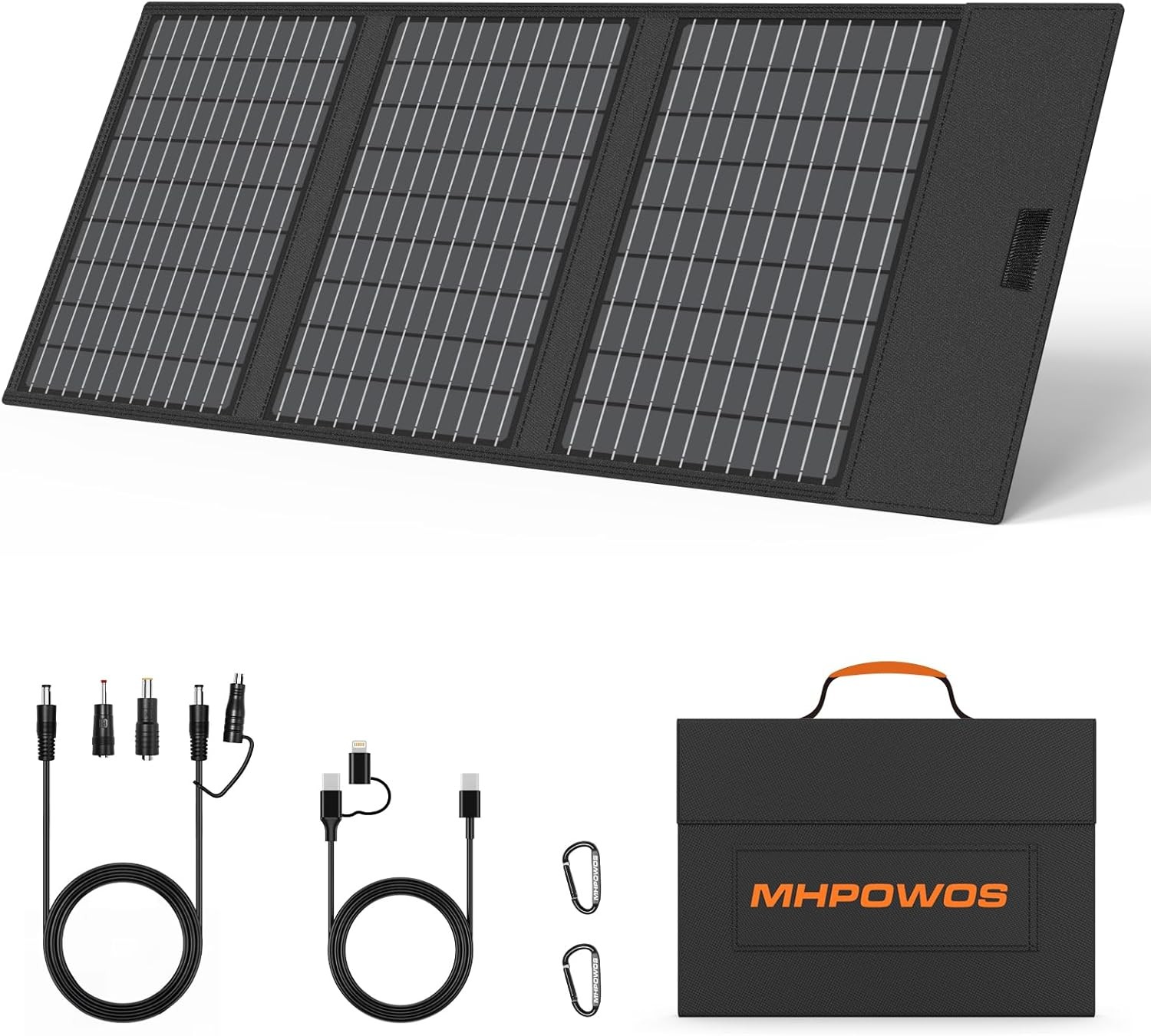 45W Portable Solar Panel Charger with USB-C, USB-A and DC Outputs 18V Foldable I