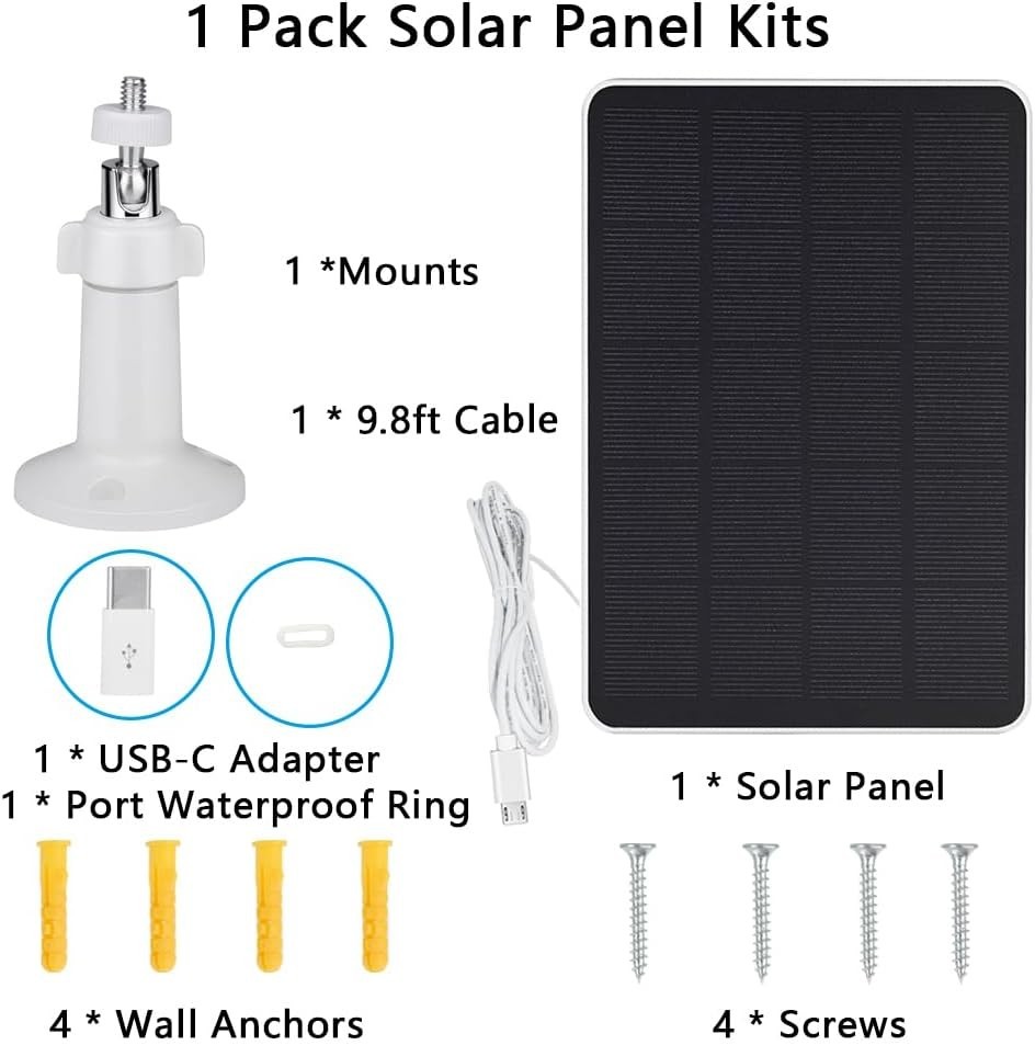 Adjustable Mount Solar Panel for WYZE EufyCam Pro Wireless Security Cam