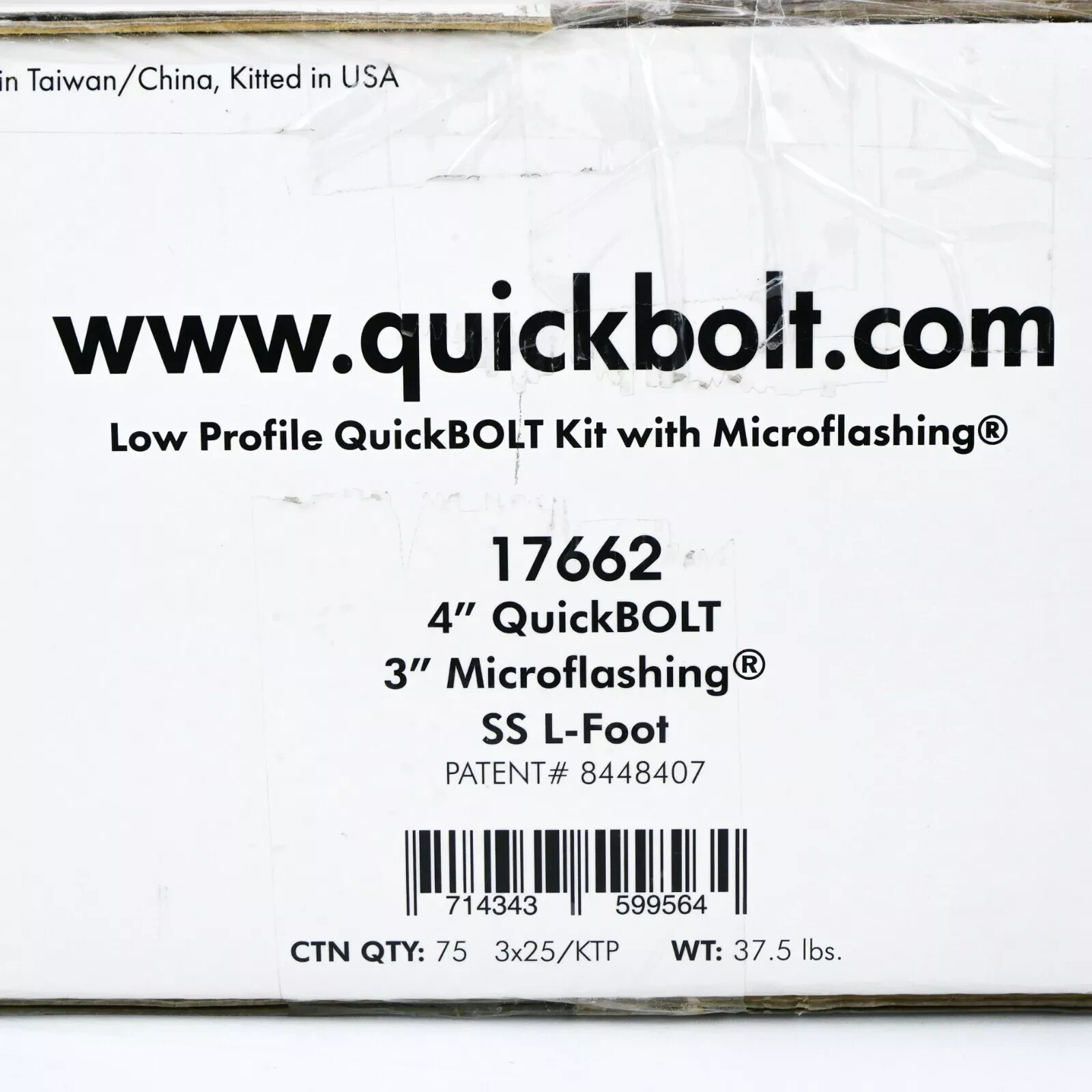 3 BOXES OF 25 – Low Profile 4″ QuickBOLT Kit with 3″ Microflashing & SS L-Foot