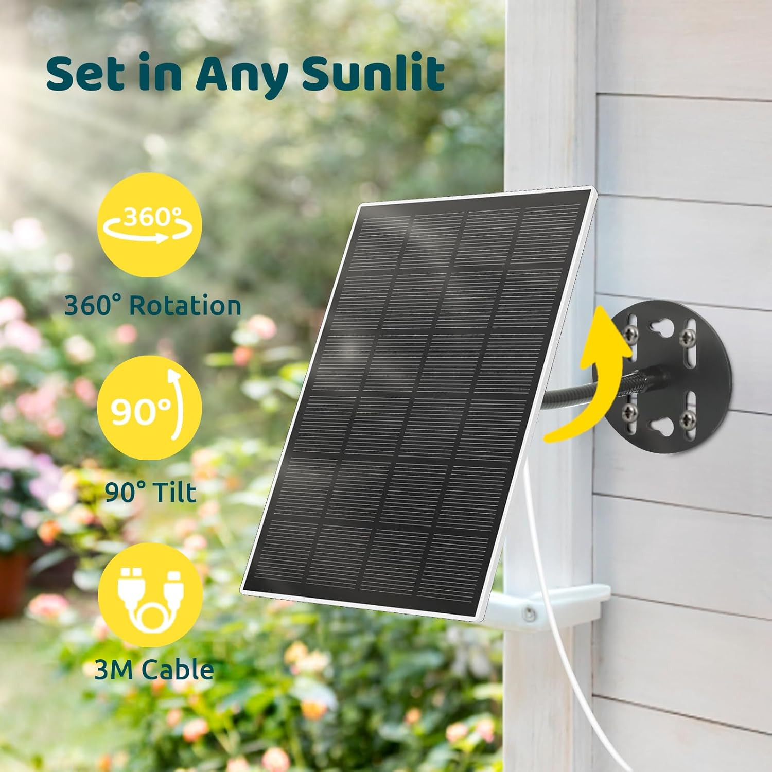 NETVUE Solar Panel for Bird Feeder Camera Only, Type-C Charger, IP65 Waterproof