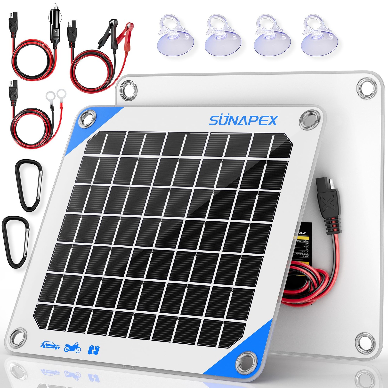 5W Solar Battery Charger Maintainer 12V Waterproof Solar Panel Trickle Charger