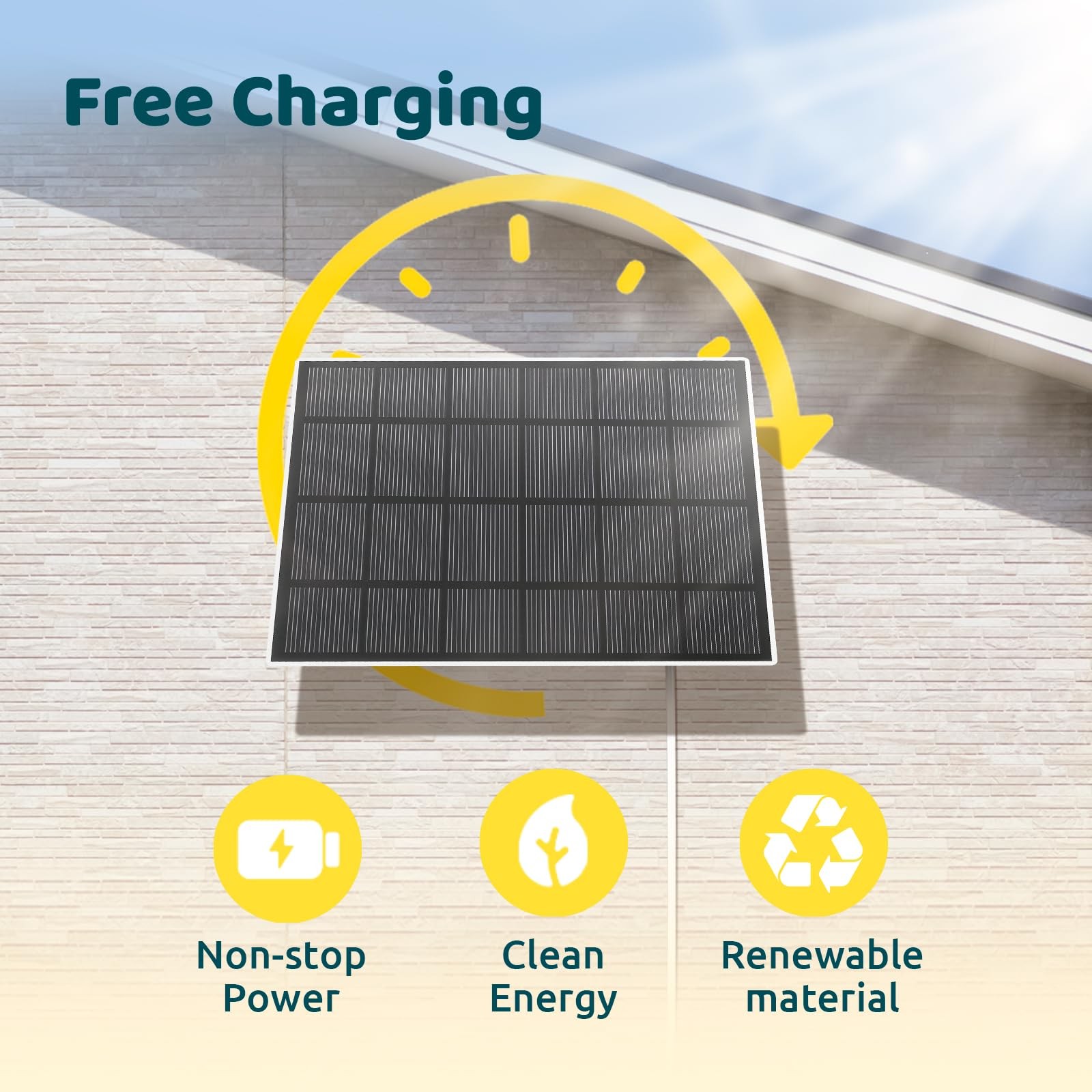 Solar Panel Type-C Charger IP65 3W 360° Swivel for Bird Feeder Camera