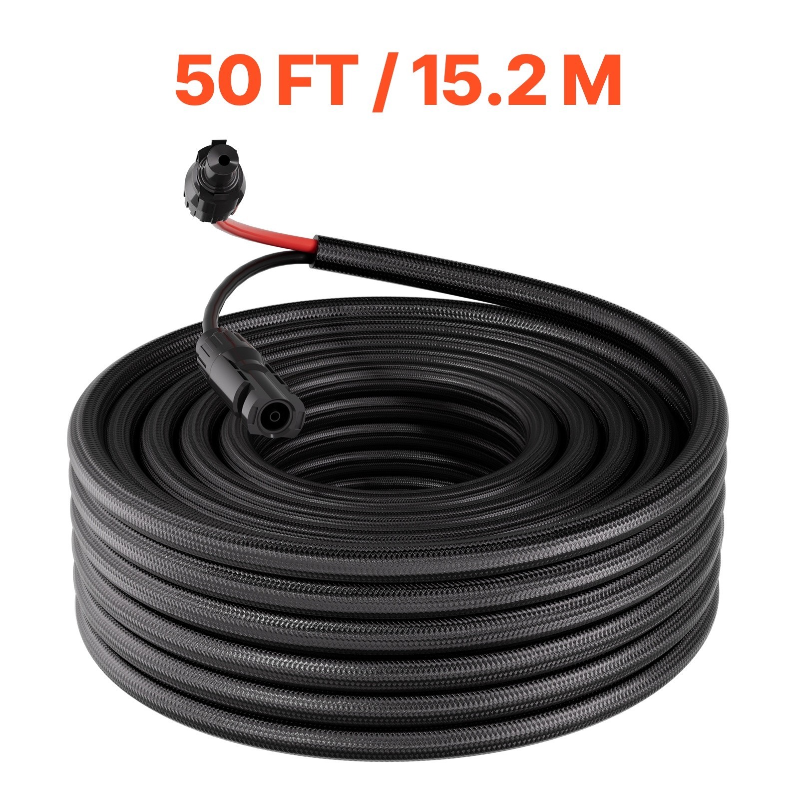 50FT Solar Panel Extension Cable, 10 AWG, Durable Wire, Flame-Resistant Sleeve