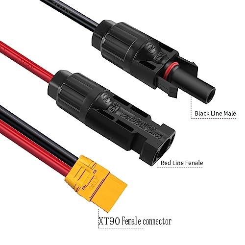 10AWG XT90 to Solar Connector Cable Extension Cable Compatible for XT90 Female