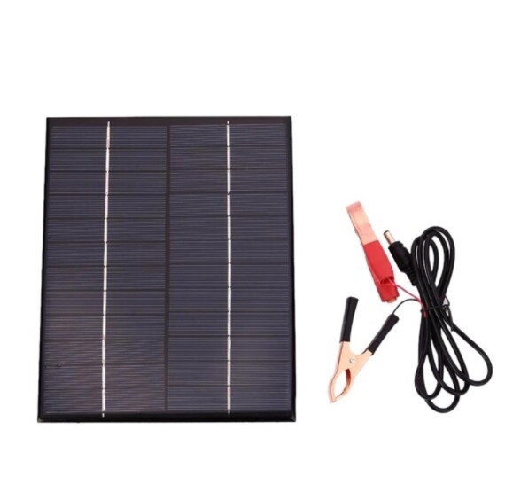 5.5W 12V silicon solar panel with battery clip for charging 9-12V battery