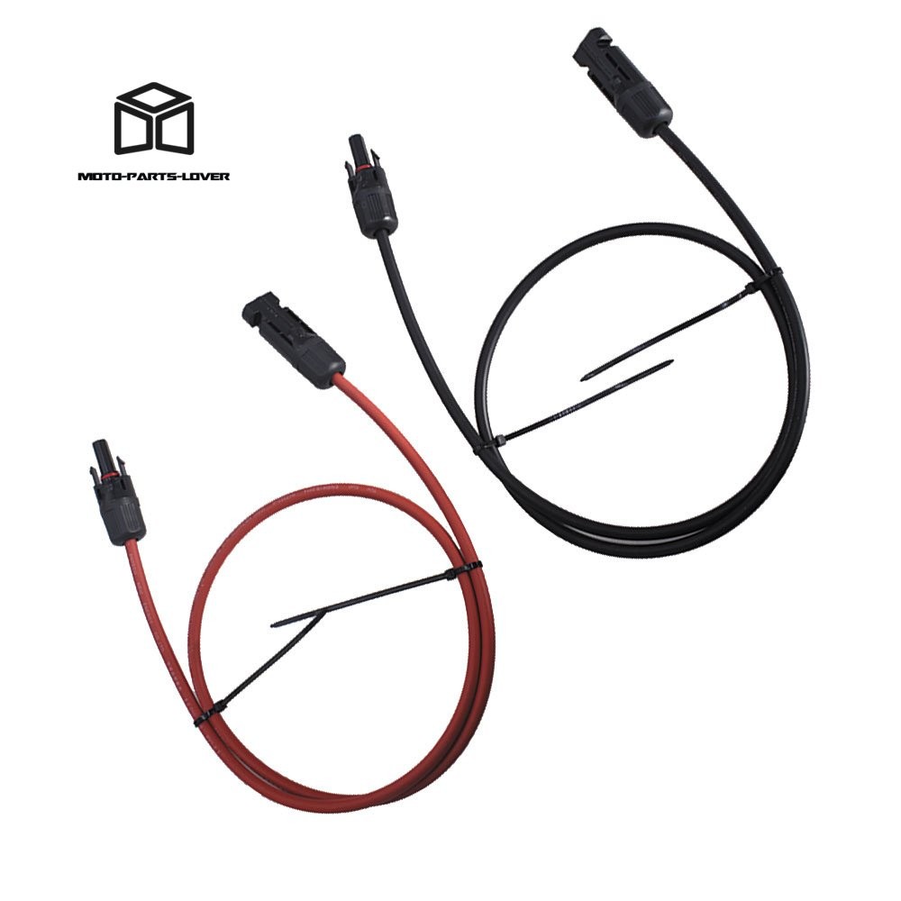 1 Pair 10 AWG Solar Panel Extension Cable Wire Connector 3 Feet Black + Red