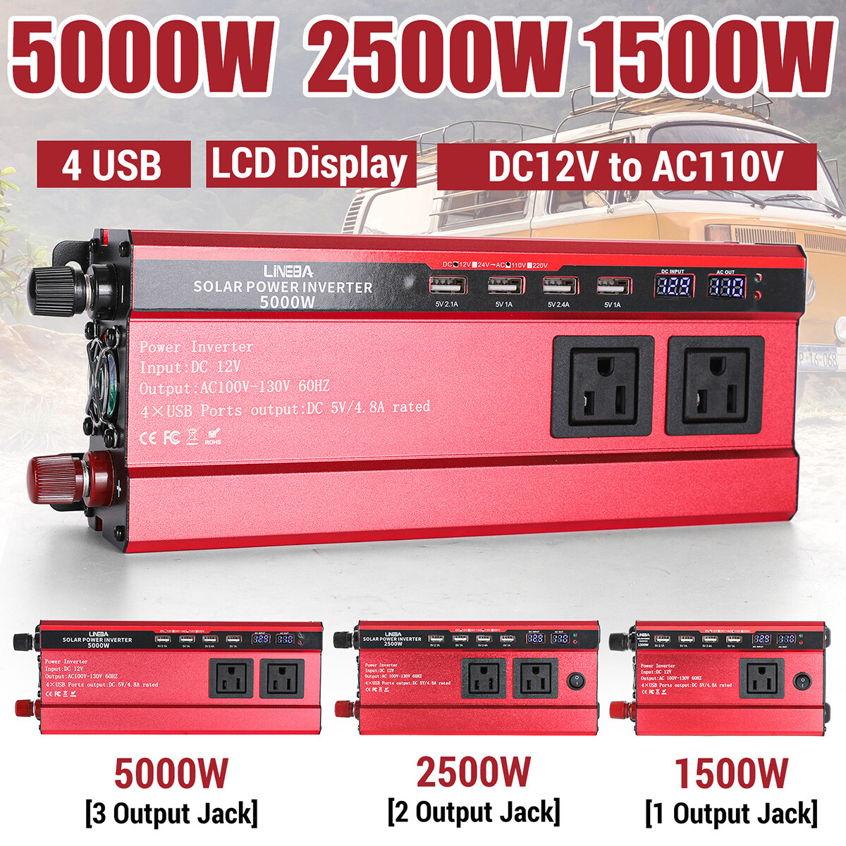 6000W Inverter Solar Panel Kit Solar Power Generator 100A Home 110V Grid System