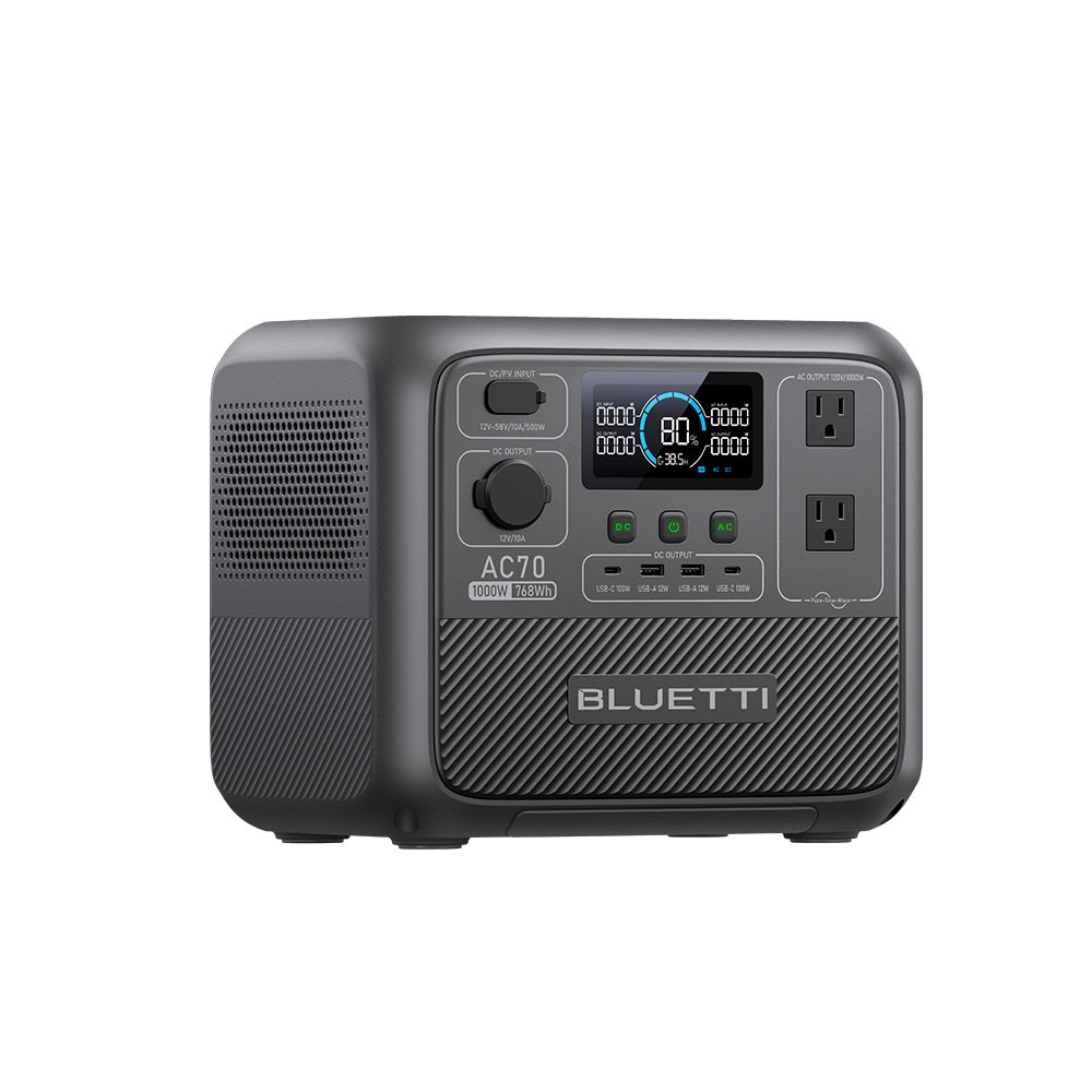 BLUETTI AC70 1000W 768Wh Portable Power Station Solar Generator for Outdoors