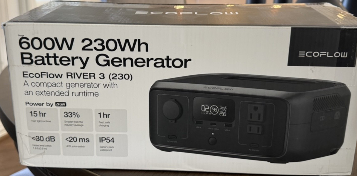 EcoFlow Portable Power Station RIVER 3 230, 230Wh LiFePO4 Battery, 600w Surge