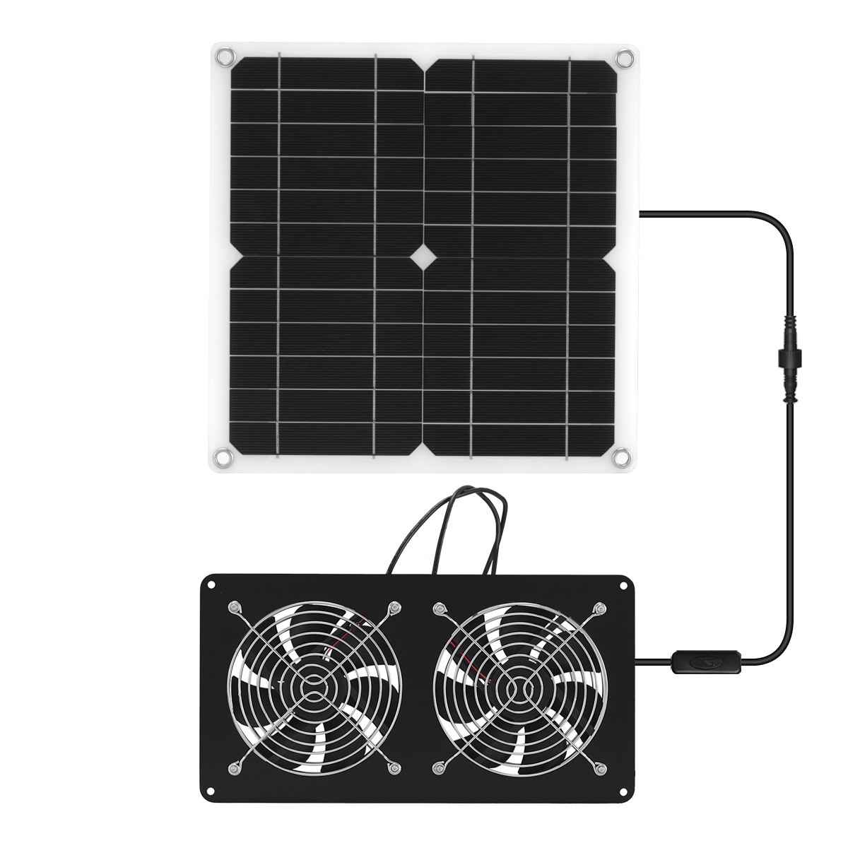 15W Solar Powered Exhaust Fan Kit with 28x28cm Panel for Pet House Ventilation