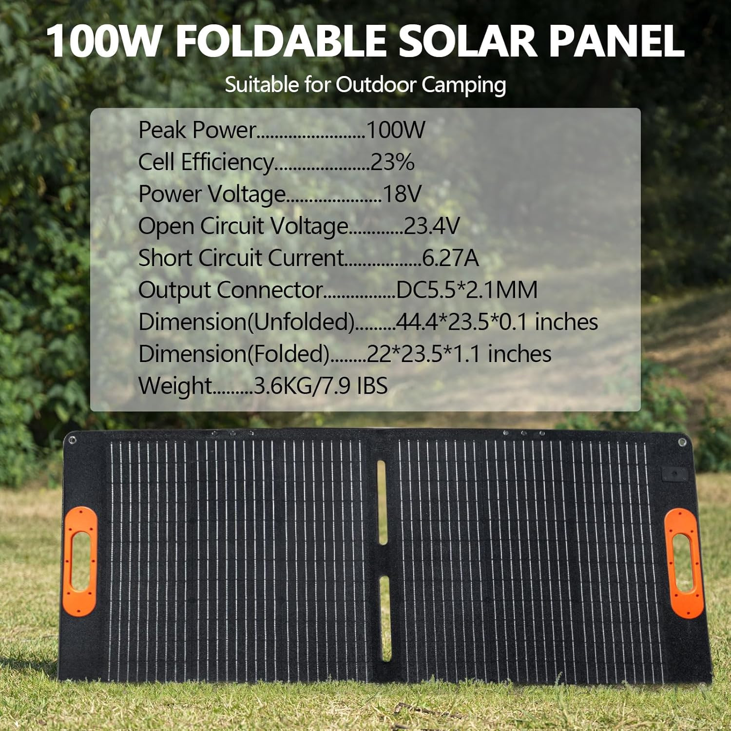 100W Portable Solar Panel for 300/500 Power Station Solar Generator, 18V Solar B
