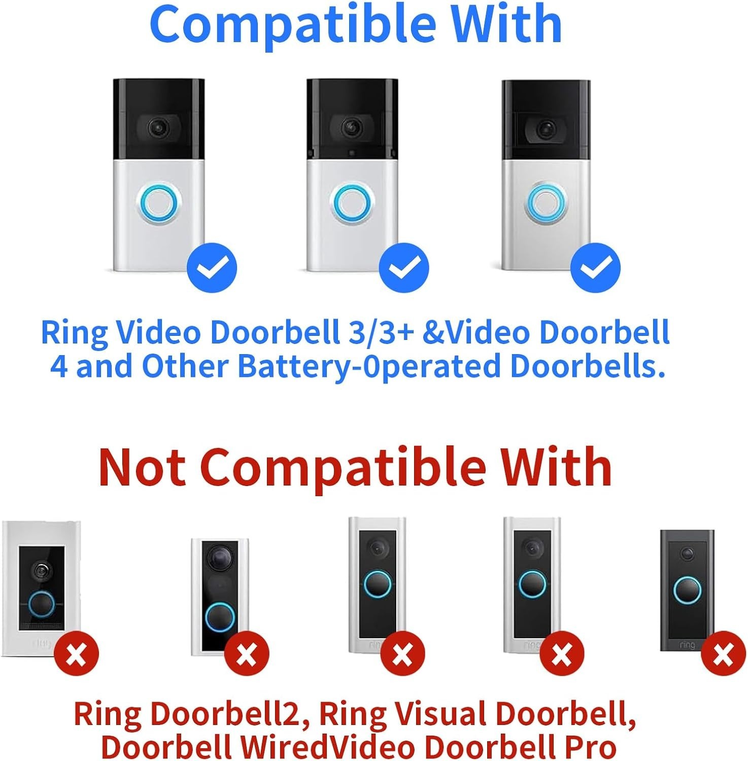 Solar Charger Compatible for Ring Video Doorbell 3/3 Plus/4/Battery Doorbell Plu