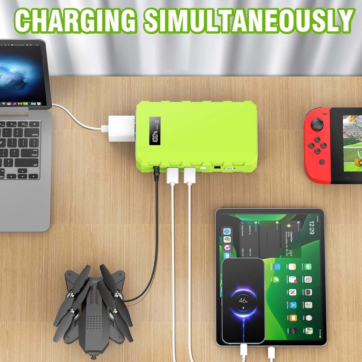 65W Portable Power Bank + 30W Solar Panel Kit Mini Solar Generator for Camping
