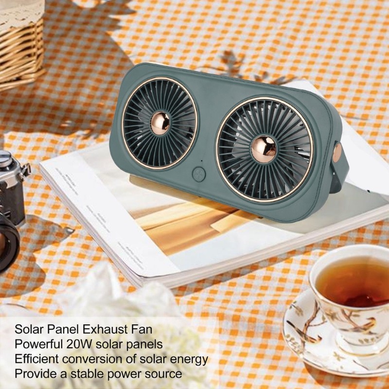 Dog House Fan Solar Green House Fan With Double USB Manostat Efficient Portable
