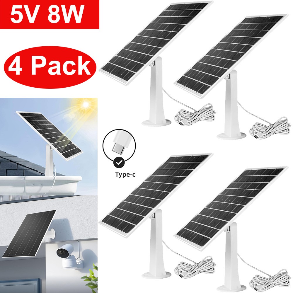 4 Pack Solar Panel for Ring Spotlight Camera/Stick Up Cam Battery Charger 8W 5V