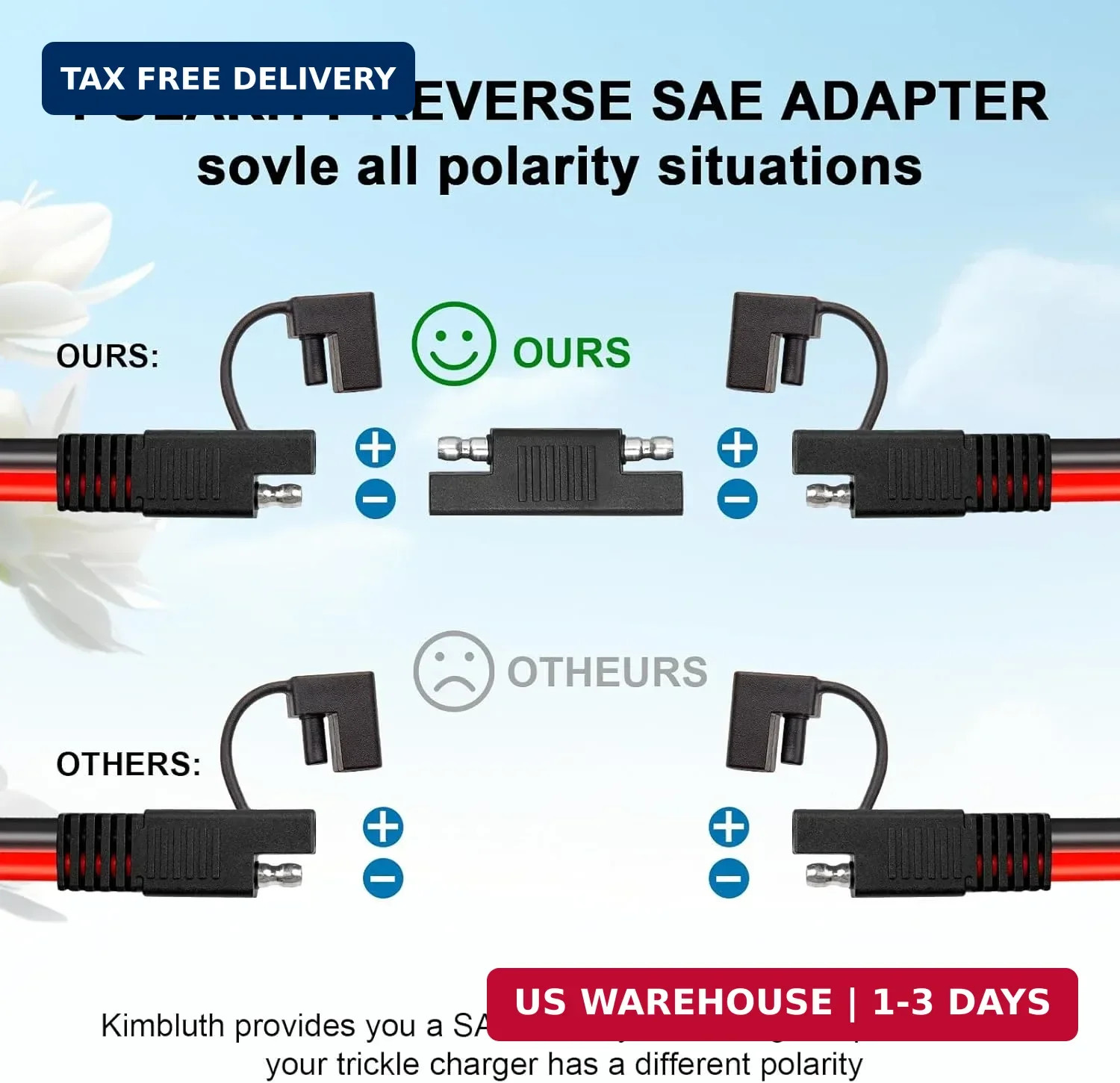 10AWG Solar Panel to SAE Adapter Cable 50FT SAE Plug Cable PV Solar Extension Wi