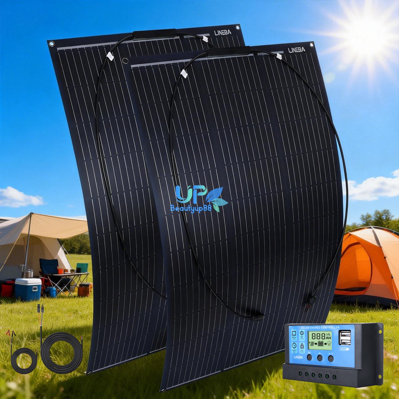 200W Solar Panel High-Efficiency Monocrystalline Home RV Off-Grid 18V Charging
