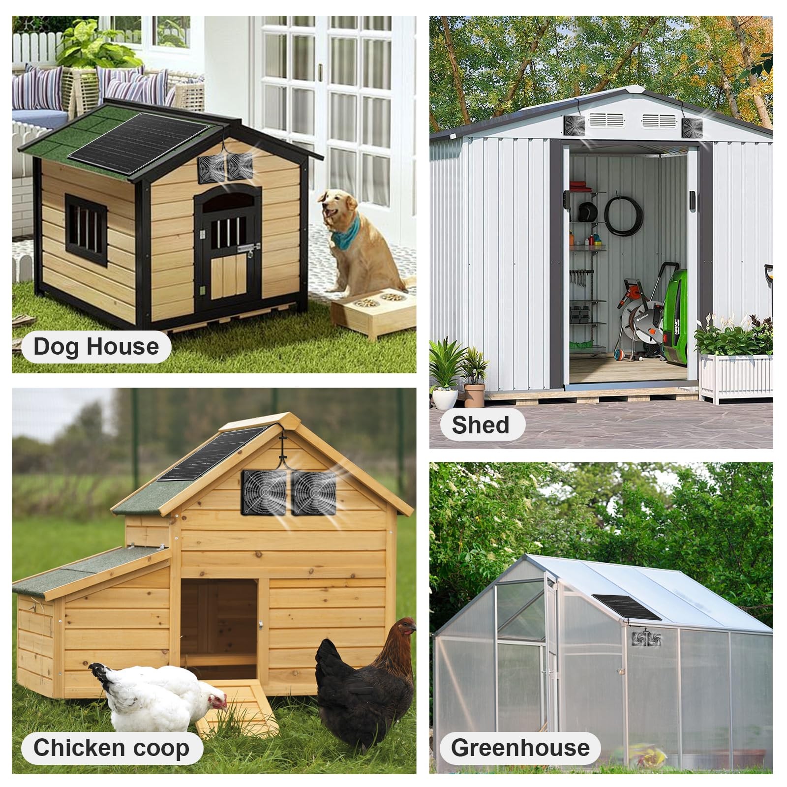 Solar Powered Fan Kit, Chicken Coop Fan,15W Solar Panel with 2 Fans, Intake o…