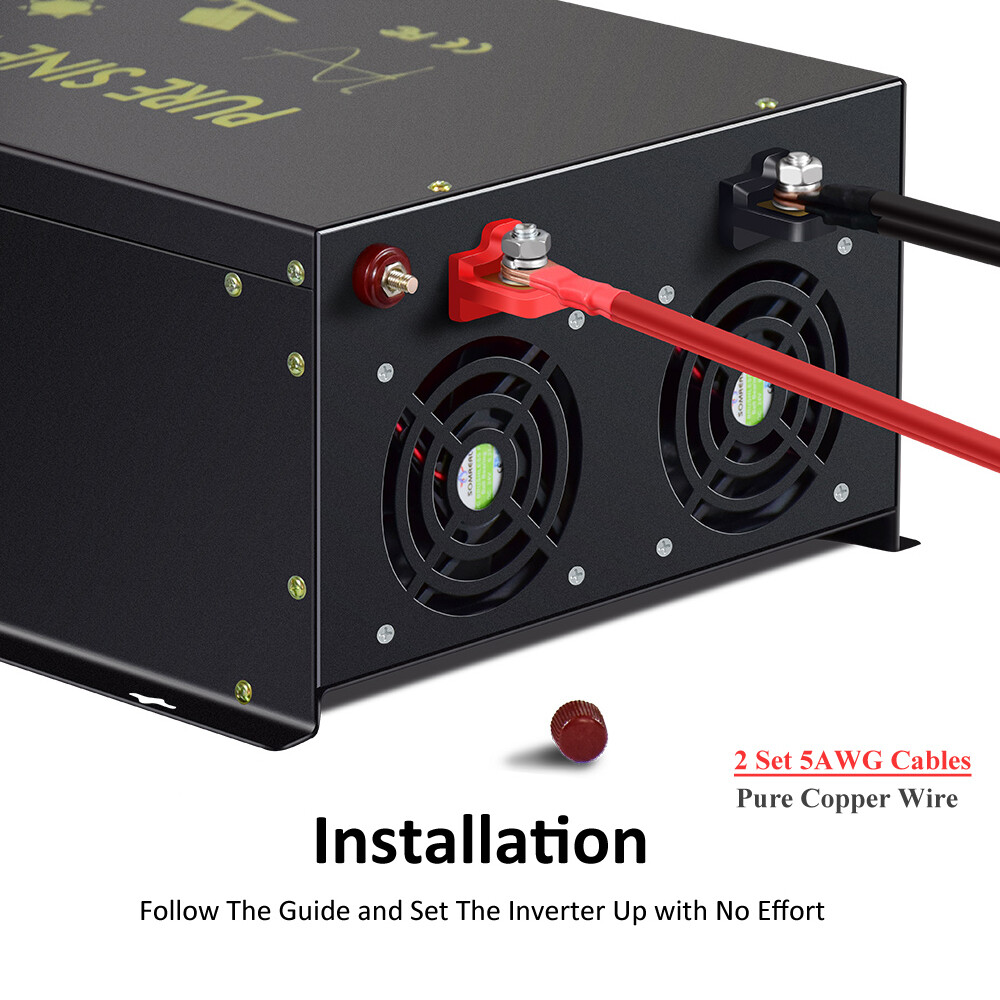 Pure Sine Wave Inverter 10KW 24V 120V 220V Power Car Truck Motor Solar Van Camp
