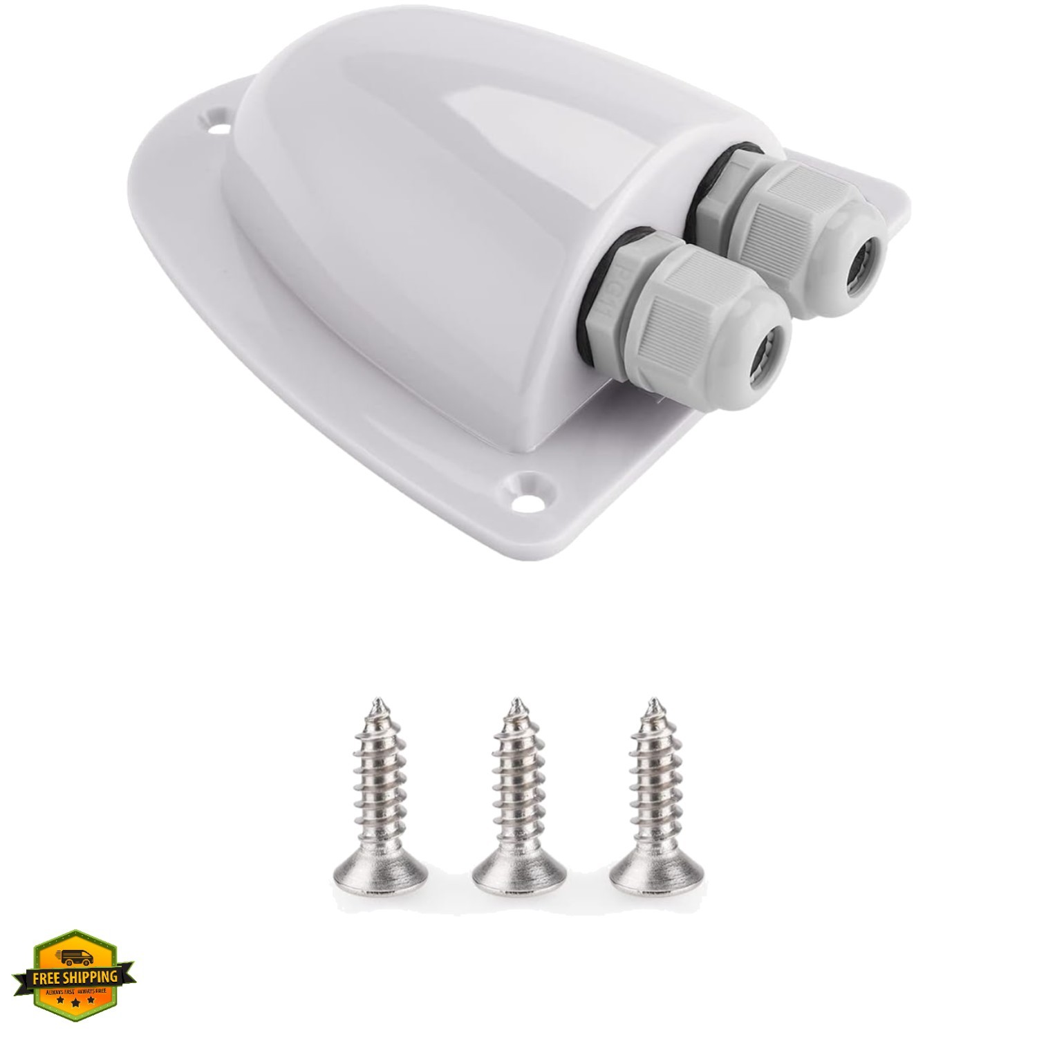 White Solar Double Cable Entry Gland Box, RV roof Waterproof ABS Solar Entry …