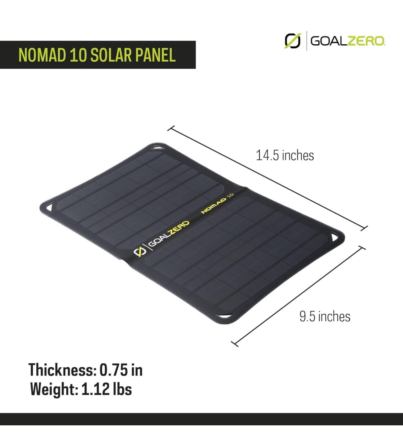 Goal Zero Nomad 10, Foldable Monocrystalline 10 Watt Solar Panel with USB Port