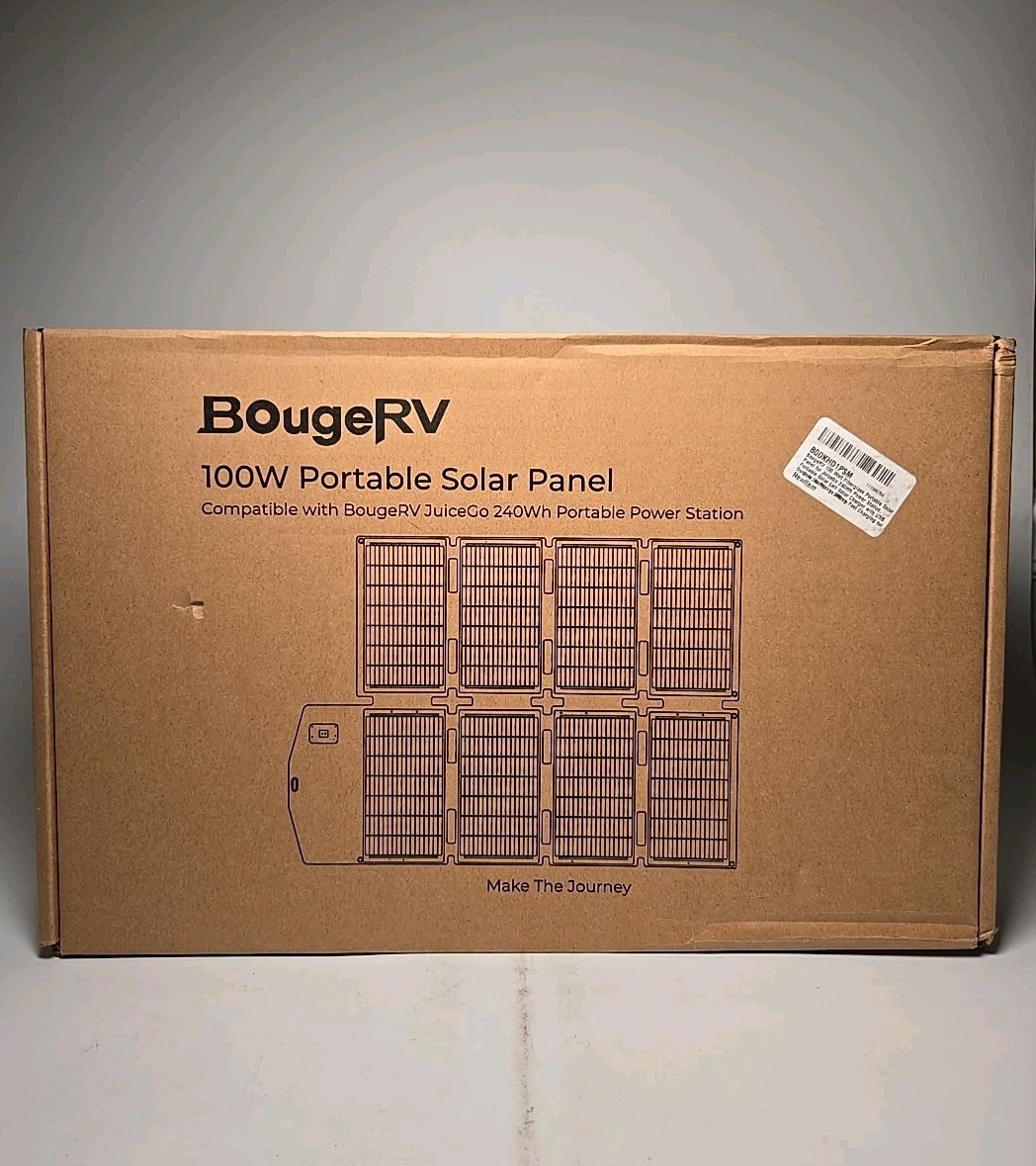 BougeRV 100W Fiberglass Portable Solar Panel, Foldable Solar Cell Solar Charger