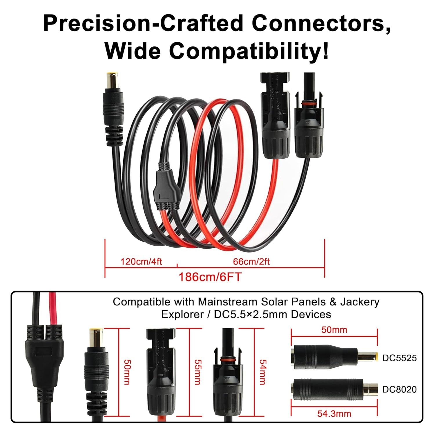 300V Heat Resistant Solar Extension Cable Kit – Ideal for RV and Industrial Use