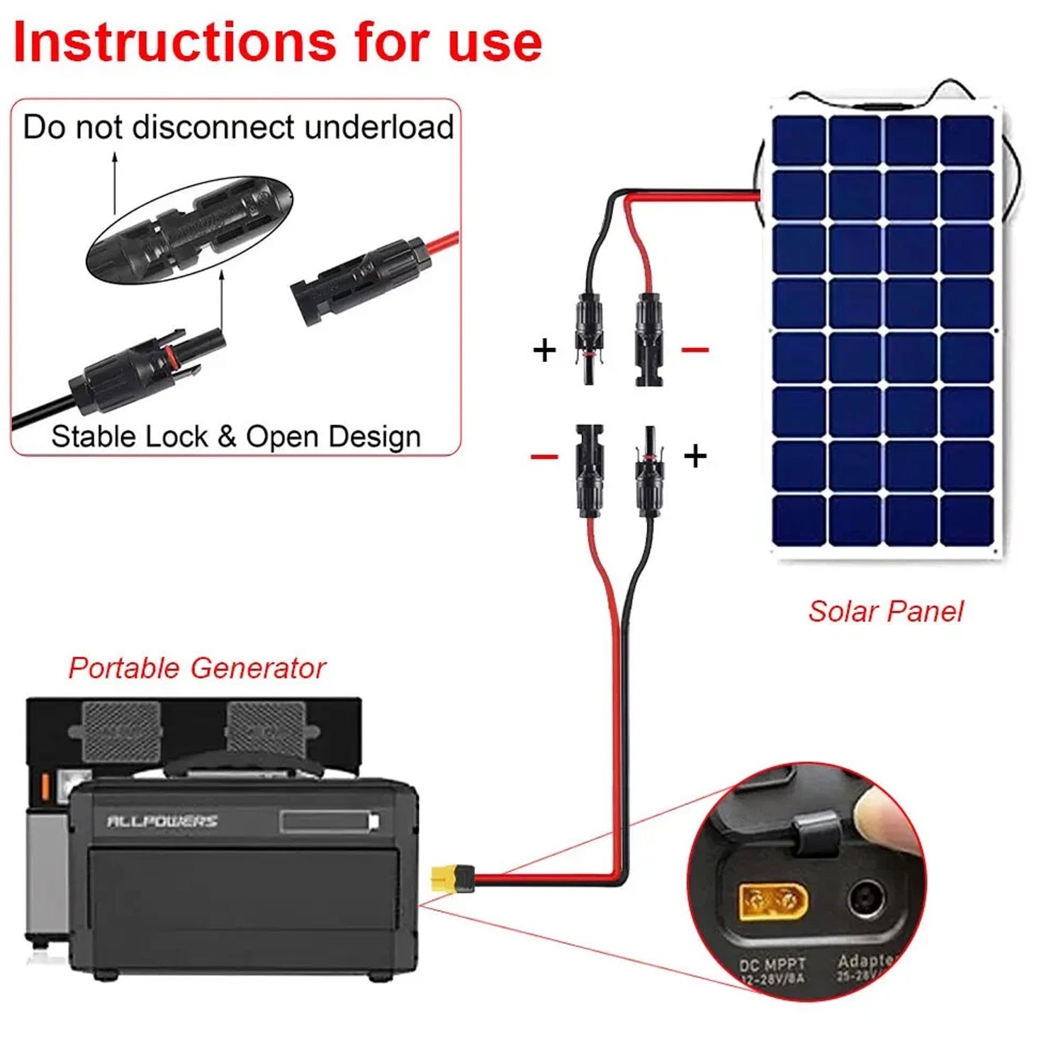 Extension Cable 12AWG solar panel wire red black cable 10ft/3m solar panel cord