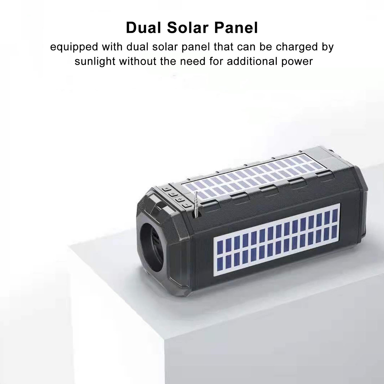 Solar Bluetooth Speaker Solar Panel Waterproof 1200mAh Bright Flashlight Ra GTYX